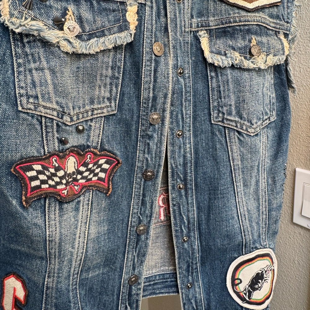 Versace Denim Vest with Patches - Picture 8 of 16
